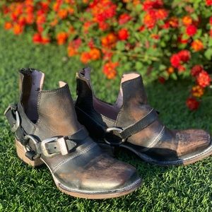 Freebird ankle booties with brown charcoal wash WORN ONCE